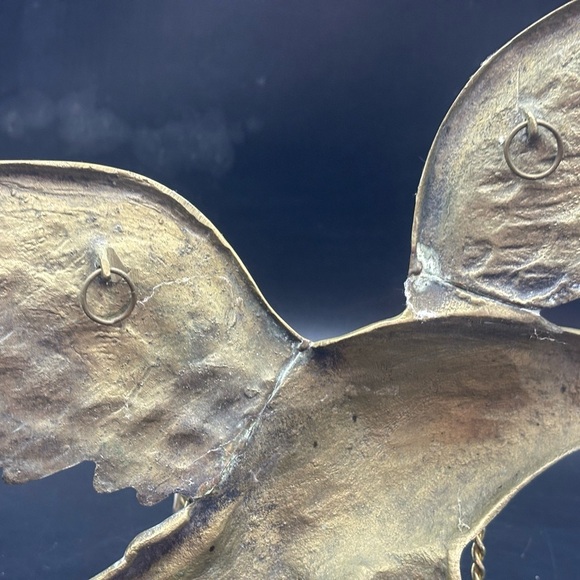 Mid-Century Modern Brass Cast Eagle Wall Decor- Soaring Eagle Metal Wall Hanging - Picture 6 of 7